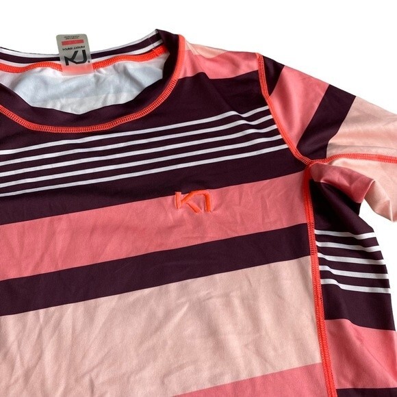 Kari Traa Womens M Performance Baselayer Pink Maroon Stripe Sporty Athletic - Picture 4 of 6